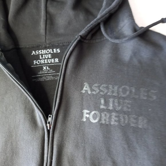 Assholes Live Forever Black Zip Hoodie (XL) - Picture 3 of 12